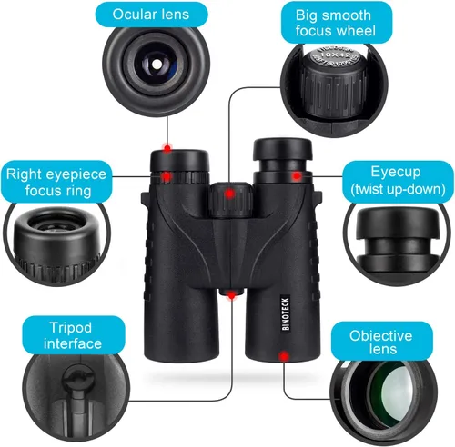 Miniatura 6 de Prismáticos de 10 x 42 para adultos, binoculares profesionales de alta definición BAK4 con lente de prisma para observación de aves, caza, viajes