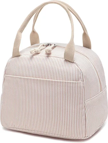 Miniatura 7 de Bluboon Bolsa de almuerzo para mujer, bonita bolsa de almuerzo de pana con correa para el hombro, reutilizable, aislada, gran capacidad
