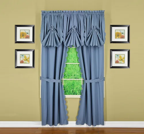 Miniatura 15 de Today's Curtain, Orleans - Cortina festoneada, inserto de ventilador azul, 30 pulgadas de ancho x 40 pulgadas de largo, azul