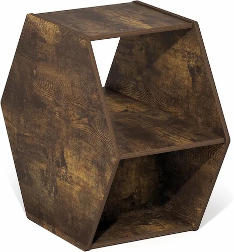 Miniatura 9 de Furinno - Mesa de café de diseño simple, mesa de café moderna hexagonal con estante abierto, mesa auxiliar vertical u horizontal, para sala de Pino