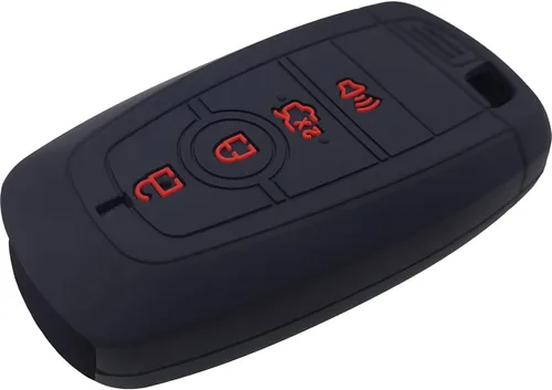 Miniatura 4 de 2 piezas de silicona 4 botones funda de llavero remoto sin llave de goma compatible con Ford Fusion Edge Expedition Explorer Mustang 2019 2018 2017