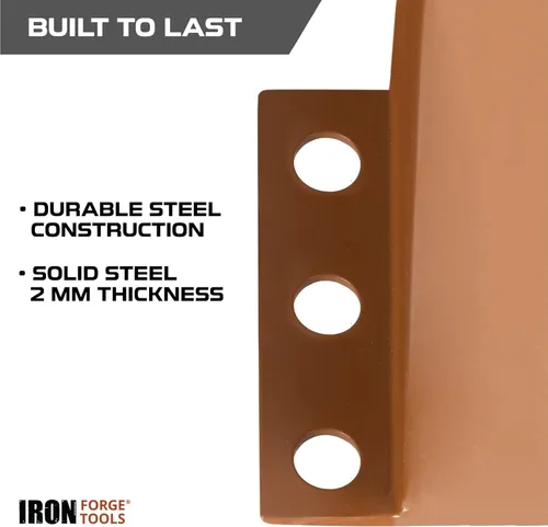 Miniatura 5 de Iron Forge Tools Base de poste de 6 x 6 pulgadas para hormigón, paquete de 4 anclajes de acero resistente con recubrimiento de polvo marrón