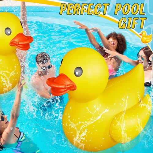 Miniatura 4 de Hungdao 2 piezas de pato inflable gigante de 5 pies, enorme pato de goma, flotador inflable grande para piscina para adultos, verano, playa, Bonito