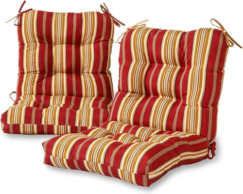 Miniatura 68 de Cojines para silla de exterior con bisagras, diseño de una sola pieza, cojín reversible para asiento y respaldo de patio con lazos, tela