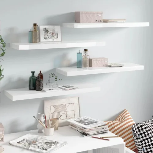 Miniatura 29 de Estantes flotantes de pared, juego de 4 estantes decorativos para montar en la pared, estante colgante con soportes invisibles para decoración