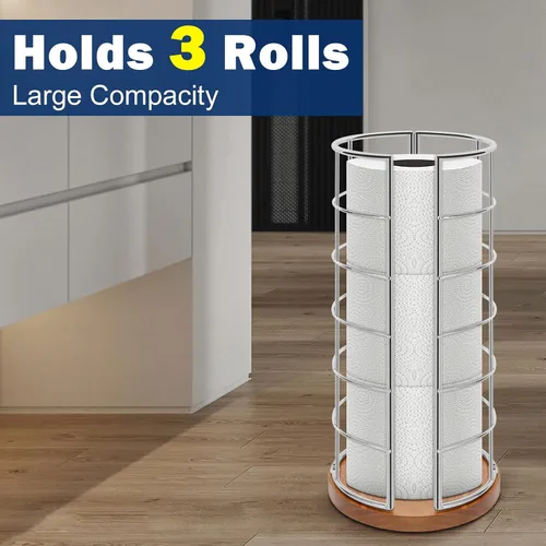 Miniatura 3 de NearMoon Soporte organizador de papel higiénico, almacenamiento independiente de 3 rollos de papel higiénico, accesorio de baño de metal, soporte