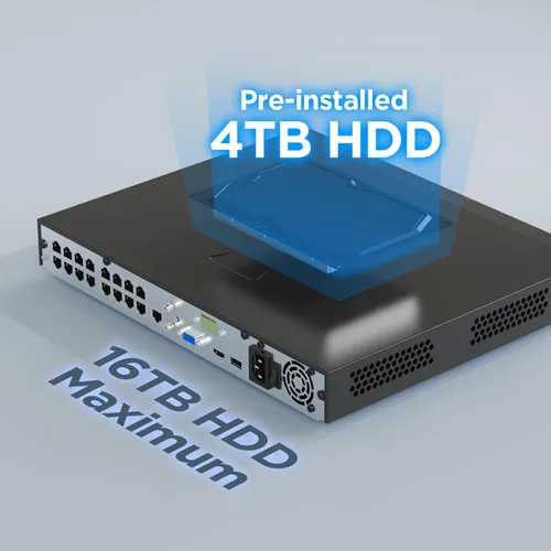 Miniatura 6 de Sistema de cámara de seguridad 4K 16 canales 4TB HDD, 12 cámaras IP comerciales PoE de 8MP con visión nocturna a color, audio de 2 vías, detección