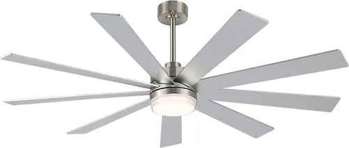 Miniatura 10 de LEDLUX Ventilador de techo con motor CC de 84 pulgadas con luz, control remoto de 6 velocidades, motor reversible, moderno ventilador de techo Plata