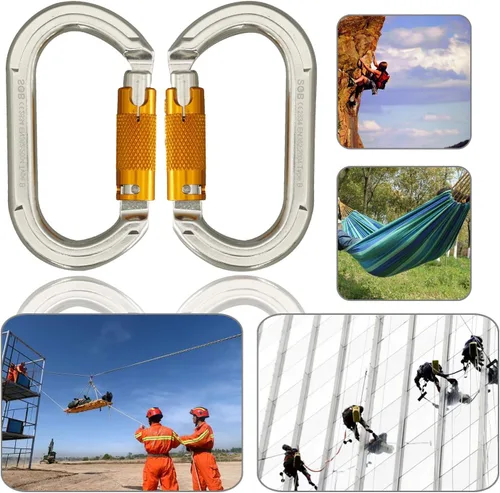 Miniatura 8 de SOB Clips de mosquetón de escalada con bloqueo automático, conector de mosquetón asimétrico de alta resistencia utilizado para rappel
