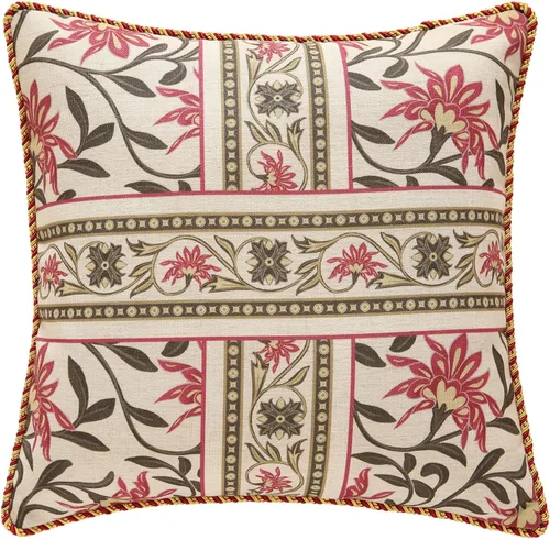 Fundas de almohada de diseño Patdrea, fundas de almohada vintage de lino rojo con patrón de hojas y flores para sofá, cojín decorativo cuadrado para