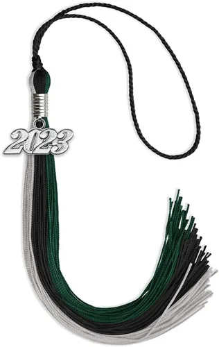 Miniatura 123 de Endea Graduation Borla de triple color con gota de fecha plateada (negro/dorado/granate, 2020)