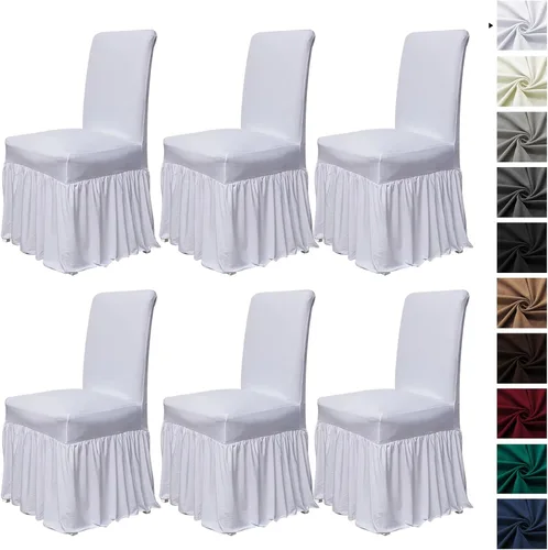 Miniatura 26 de molasofa Juego de 6 fundas para sillas de comedor, fundas elásticas para sillas con falda para cocina, protectores de asiento de cocina, decoración