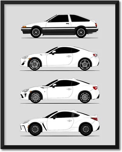 Miniatura 15 de Custom Car Posters Póster hecho a mano compatible con Toyota (Scion) FR-S 86 generaciones e impresión de Toyota 86 Trueno FR-S GR86 AE86 Scion