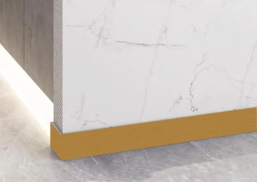 Miniatura 6 de Borde de pared autoadhesivo 3D de color metálico, impermeable, fácil de aplicar, azulejos de cocina y baño, 4.2 x 196.8 pulgadas (dorado)