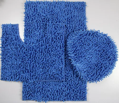 BH Home & Linen Juego de 3 tapetes de baño de microfibra mixta de felpilla ultra brillante ultra suave, tapete grande de 19.5 x 31 pulgadas, tapete