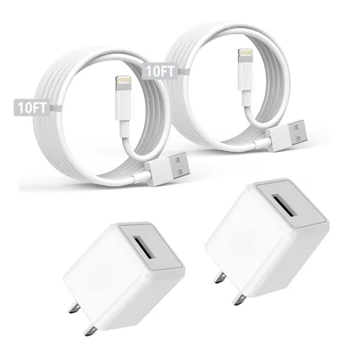 Miniatura 9 de Cargador para iPhone Apple, [Certificado Apple MFi] Paquete de 2 cables Lightning de carga rápida de 1 metro, cable de carga USB de pared, adaptador