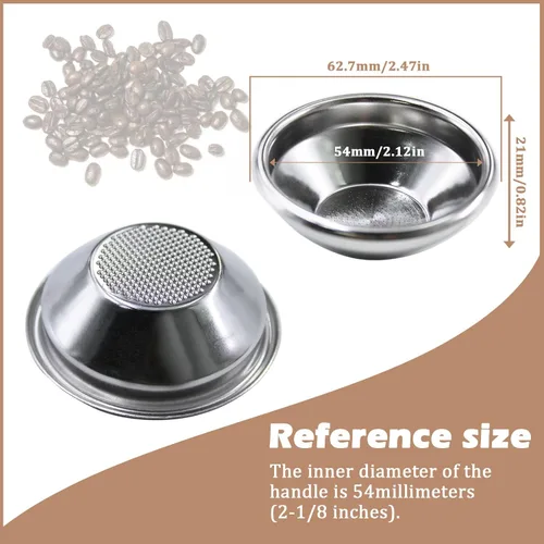 Miniatura 2 de Cesta de filtro no presurizada de 2.126 in para portafiltro Breville de 2.126 in, tamiz de una sola taza, 0.35 oz de capacidad de polvo, cesta