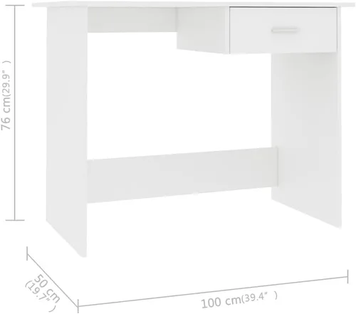 Miniatura 2 de Escritorio blanco de 39.4 x 19.7 x 29.9 pulgadas, madera de ingeniería, escritorios de lectura, escritorios para computadora, mesa de escritorio