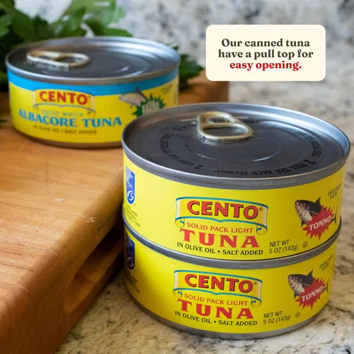 Miniatura 8 de Cento Solid Pack - Atún ligero en aceite de oliva, 5 onzas (paquete de 24) alto en proteínas, certificado MSC, capturado en la naturaleza