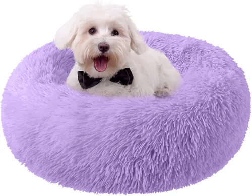 Miniatura 38 de Nisrada Cama para perros pequeños, medianos y grandes, 20 pulgadas, relajante, lavable, redonda, acogedora, suave, cama para mascotas para cachorros