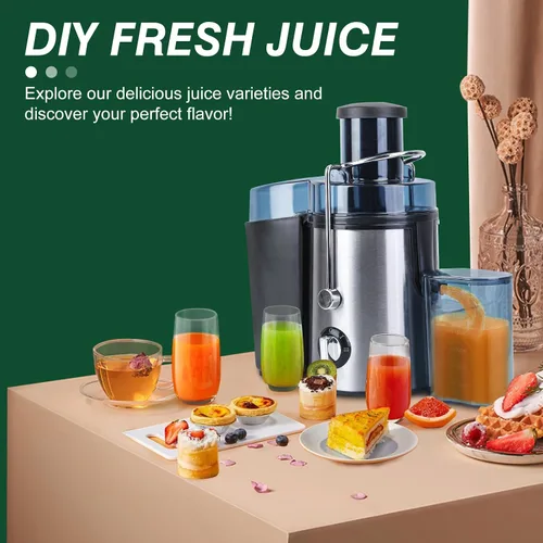 Miniatura 4 de Máquina exprimidora, extractor de exprimidor centrífugo de 1000 W con boca ancha de 2.6 pulgadas para frutas y verduras enteras, exprimidor