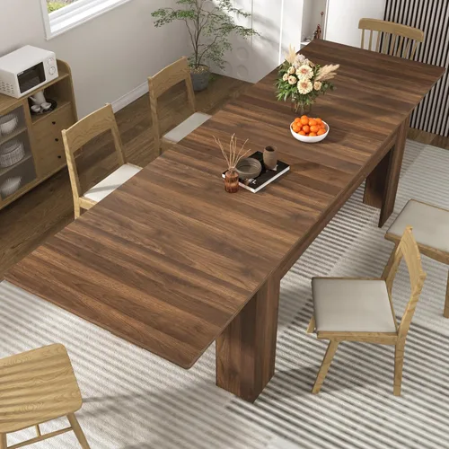 Miniatura 8 de Mesa de comedor extensible de 59 a 86 pulgadas para 6 a 10 personas, mesa de comedor de madera, mesa extensible moderna para reuniones, reuniones