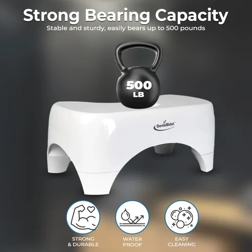 Miniatura 4 de GenieBidet Taburete de inodoro de 7 pulgadas, taburete portátil para excrementos de 350 libras, taburete de baño antideslizante para niños