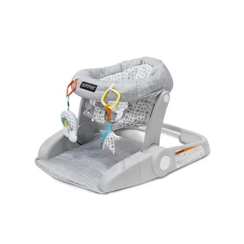 Bright Starts - Asiento de piso de 2 posiciones para aprender a sentarse (gris jaspeado), sienta a tu bebé en esta silla ajustable para actividades