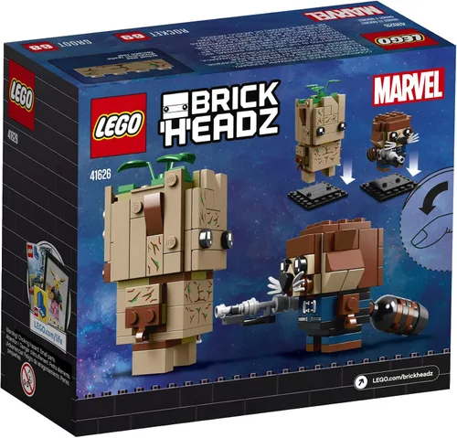 Miniatura 5 de LEGO BrickHeadz Groot & Rocket Kit de construcción, multicolor