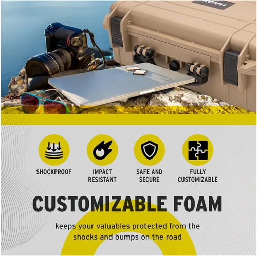Miniatura 8 de Koah Funda rígida resistente a la intemperie con espuma personalizable, resistente a los impactos, ideal para cámaras, drones, dispositivos