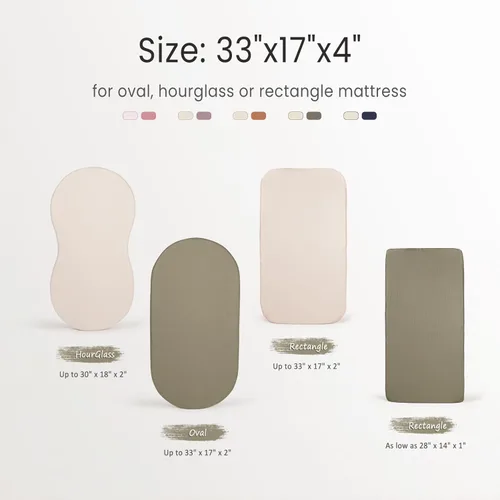 Miniatura 119 de lulumoon Sábanas de muselina para moisés para bebé: sábanas ajustables suaves para moisés de cabecera para niños y niñas Oliva y Crema