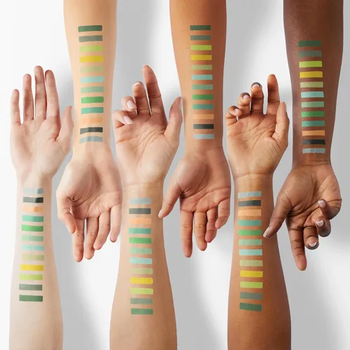 Miniatura 4 de evpct - Paleta de sombras de ojos con purpurina verde de 16 colores, maquillaje a prueba de agua, verde oscuro, verde claro, amarillo, naranja