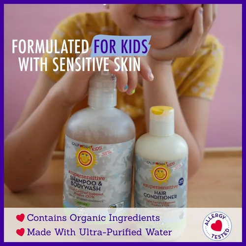 Miniatura 5 de California Kids Shampoo + Kids Body Wash 2 en 1 Súper sensible (sin perfume) Cuidado de la piel suave 100% a base de plantas Hipoalergénico