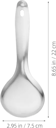 Miniatura 3 de Kichvoe Juego de 3 cucharas de arroz de acero inoxidable, cucharas de cocina ligeras, cuchara de arroz para servir sopas y guisos, fácil