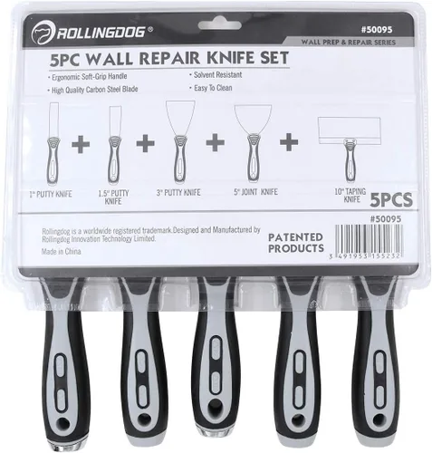 Miniatura 8 de ROLLINGDOG Juego de cuchillos de masilla de 5 piezas: incluye cuchillo de espiga de 1 pulgada, 3 y 5 pulgadas, raspador de cincel de 1.5 pulgadas