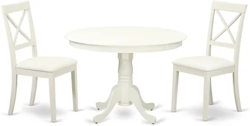 Miniatura 10 de East West Furniture HLBO3-CAP-C - Juego de mesa de comedor de 3 piezas para espacios pequeños, contiene una mesa de comedor redonda con pedestal y 2