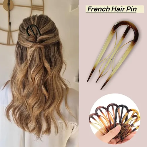 Miniatura 2 de 8 horquillas francesas para mujer, diseño de dientes interiores, grandes en forma de U, horquillas para el pelo para moños, rizos franceses