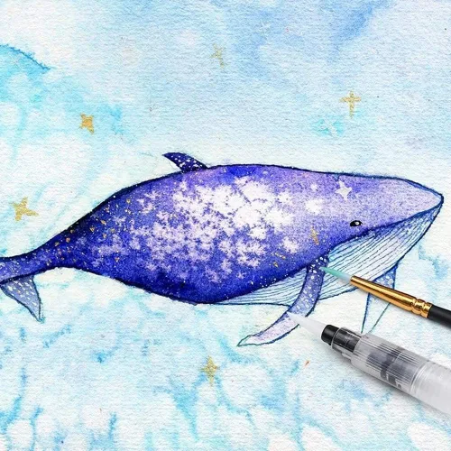 Miniatura 6 de Dyvicl Juego de pintura de acuarela metálica con purpurina, 12 acuarelas que cambian de color brillante, caja portátil con cepillo de agua, pinturas