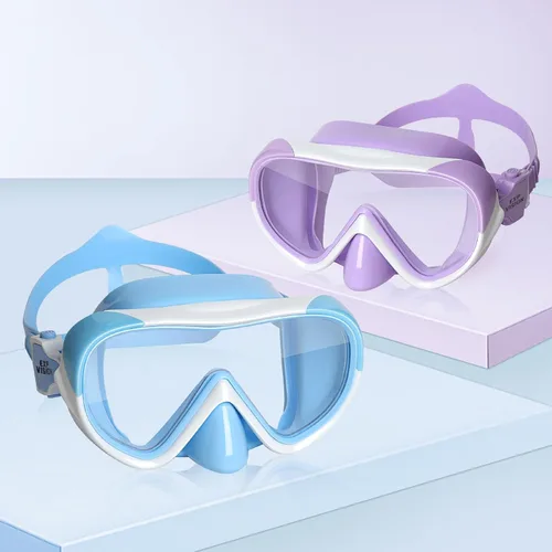 Miniatura 14 de Máscara de natación para niños, máscara de buceo de esnórquel de 180°, gafas de natación antivaho para niños con cubierta para la nariz, gafas