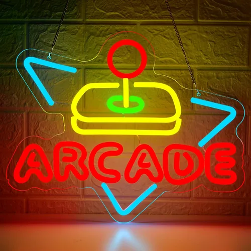 Letrero de neón arcade para decoración de pared, letrero LED luminoso para sala de juegos, luces de neón para gaming para dormitorio de niños, cueva