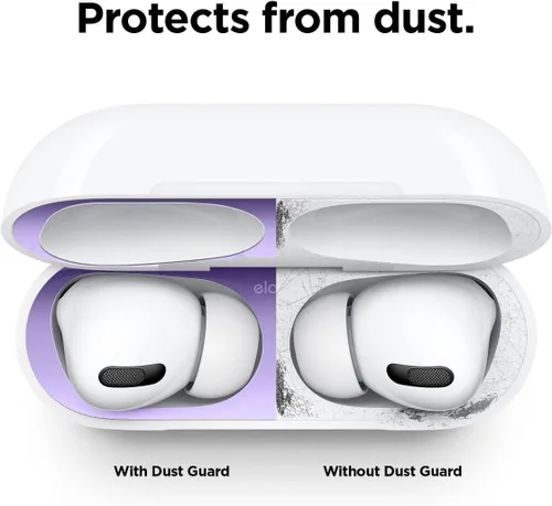 Miniatura 4 de elago Protector contra el polvo compatible con AirPods Pro (1 y 2), película antipolvo, protege del polvo de hierro y metal (1 juego, morado)