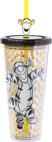 Miniatura 29 de Silver Buffalo Disney Una Loca Aventura de Goofy con Goofy, Max Goof, Roxanne y Bobby Zimuruski - Vaso de plástico para bebidas frías con tapa