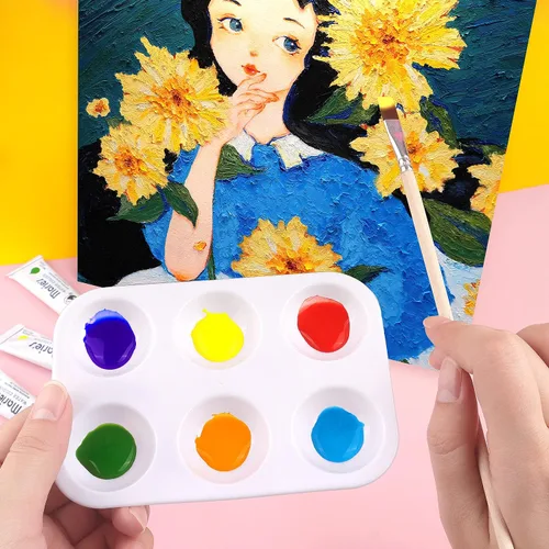 Miniatura 7 de Tamaki - 8 paletas de bandeja de pintura de plástico blanco, bandeja de pintura para acuarela, ideal para fiestas de pintura, manualidades DIY y 8