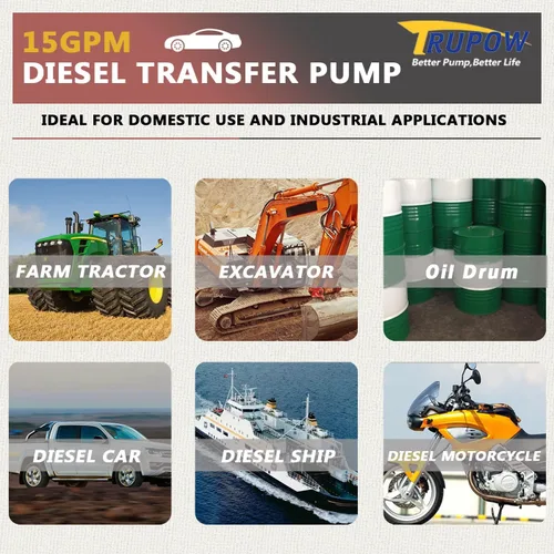 Miniatura 7 de Trupow Bomba extractora de transferencia de combustible eléctrico de autocebado para diesel, queroseno y aceite de 110V CA 15GPM