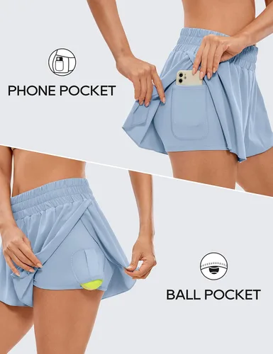 Miniatura 17 de CRZ YOGA Pantalones cortos de correr 2 en 1 para mujer, cintura alta, secado rápido, para atletismo, gimnasio, descanso, entrenamiento, lindas