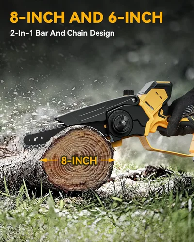 Miniatura 5 de Mini motosierra inalámbrica para batería Dewalt de 20 V máximo, 8 pulgadas y 6 pulgadas, motosierra 2 en 1 con motor sin escobillas y engrasador
