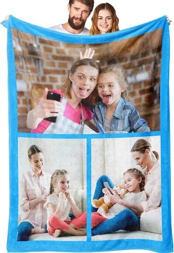 Miniatura 10 de Manta personalizada con fotos, manta personalizada de collage de fotos, regalos para madre, padre, amante, amigo, manta de franela personalizada