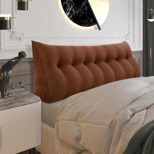 Miniatura 62 de Almohada de cabecera gruesa totalmente rellena individual XL, cabecero acolchado de dormitorio, soporte suave y firme, cojín grande triangular, Azul