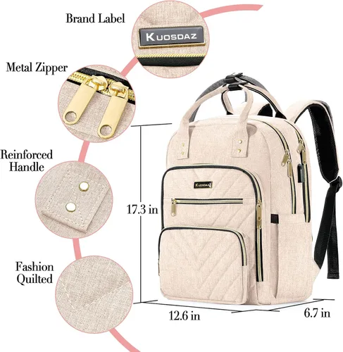 Miniatura 3 de Mochila para mujer, mochila para laptop de 15.6 pulgadas, mochila universitaria acolchada, lindas mochilas de trabajo, resistente al agua