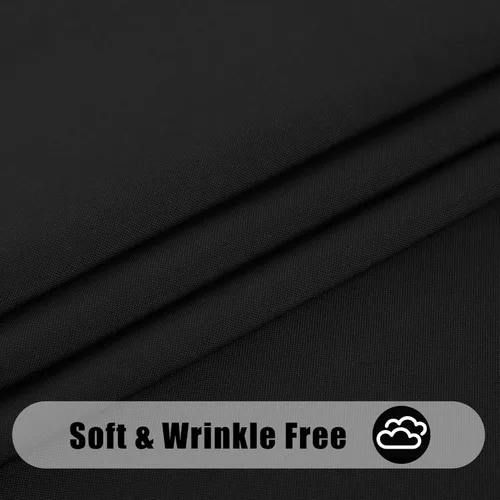Miniatura 2 de Smiry Mantel redondo de poliéster antiarañazos, impermeable, lavable, para comedor, bufé, fiestas y exteriores, 60 x 60 pulgadas, color negro